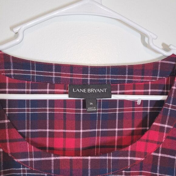 Lane Bryant Red Plaid Corset Tie Up Blouse 26 - Picture 4 of 12